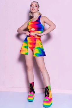 Rainbow Overflow Bra Top -Unique Clothing rainbow overflow bra top full view