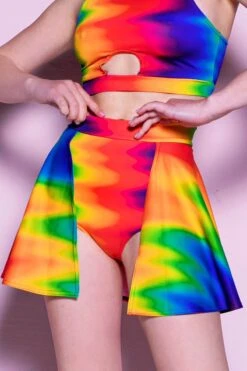 Rainbow Overflow Two Piece Set -Unique Clothing rainbow overflow two piece set close view