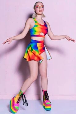 Rainbow Overflow Two Piece Set -Unique Clothing rainbow overflow two piece set full view