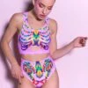 Rainbow Skeleton Bra Top -Unique Clothing rainbow skeleton bra top front view
