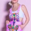 Rainbow Skeleton Shortalls -Unique Clothing rainbow skeleton shortalls front view