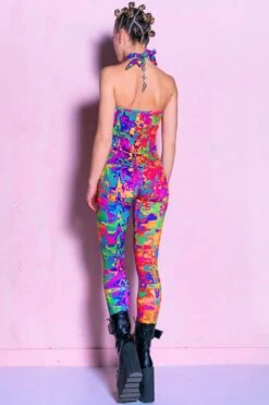 Rainbow Splashes Catsuit -Unique Clothing rainbow splashes catsuit back view