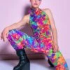 Rainbow Splashes Catsuit -Unique Clothing rainbow splashes catsuit front view