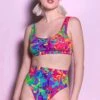 Rainbow Splashes Thong Shorts Set -Unique Clothing rainbow splashes thong shorts set front view