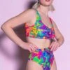 Rainbow Splashes Thong Shorts -Unique Clothing rainbow splashes thong shorts side view