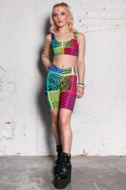 Rainbow Streaks Bra Top -Unique Clothing rainbow streaks crop top