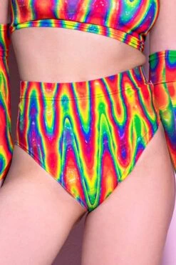 Rainbow Trip Booty Shorts Set -Unique Clothing rainbow trip booty shorts set close view
