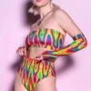 Rainbow Trip Booty Shorts Set -Unique Clothing rainbow trip booty shorts set front view