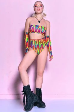 Rainbow Trip Booty Shorts Set -Unique Clothing rainbow trip booty shorts set full view