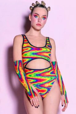 Rainbow Trip Thong Bodysuit