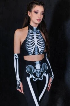 Rattling Bones Halter Neck Top 8 Rattling Bones Halter Neck Top -Unique Clothing rattling bones halter neck top close view