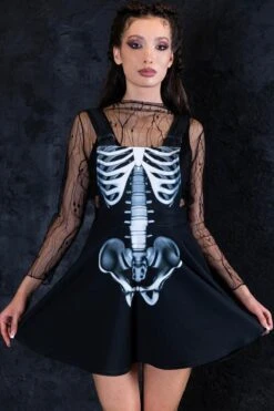 Rattling Bones Pinafore Dress -Unique Clothing rattling bones pinafore dress close view
