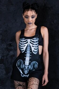 Rattling Bones Shortalls -Unique Clothing rattling bones shortalls full view
