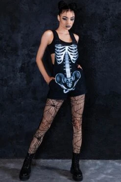 Rattling Bones Shortalls -Unique Clothing rattling bones shortalls side view