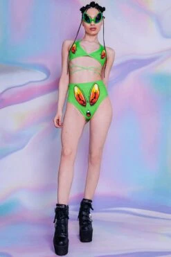Raving Alien Two Piece Shorts Set -Unique Clothing raving alien booty shorts set full view