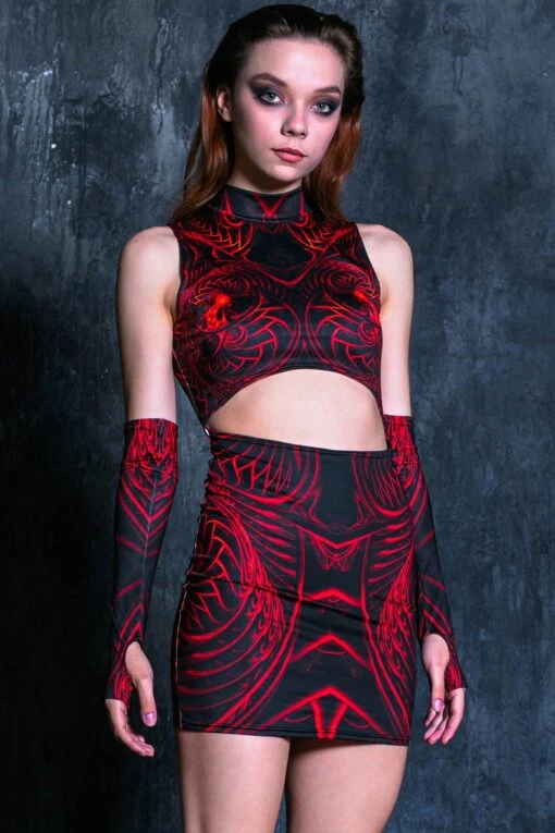 Red Dragon Cut Out Mini Dress