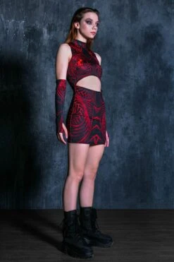 Red Dragon Cut Out Mini Dress -Unique Clothing red dragon cut out mini dress full view