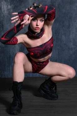 Red Dragon Rave Matching Set -Unique Clothing red dragon rave matching set front view