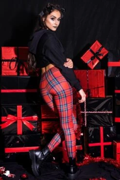 Red Irish Tartan Leggings -Unique Clothing red irish tartan leggings