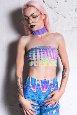 Reflective Choker Boob Tube Top