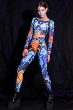 Blue Robot Leggings Set 9 Blue Robot Leggings Set -Unique Clothing robot set