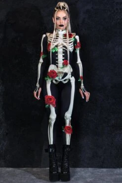 Skeleton & Roses Costume 8 Skeleton & Roses Costume -Unique Clothing skeleton and roses costume front view