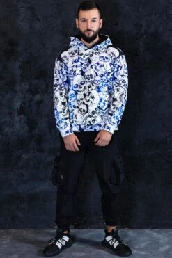 Skull Gang Men Hoodie -Unique Clothing skull gang men hoodie full view