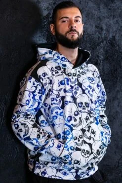 Skull Gang Men Hoodie -Unique Clothing skull gang men hoodie side view