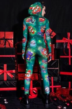 Devil's Party Green Slim-Fit Onesie -Unique Clothing slim fit onesie green devil