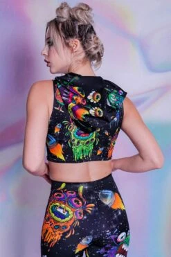 Space Freakz Hooded Top 8 Space Freakz Hooded Top -Unique Clothing space freakz hoodie crop top back view