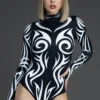 Spiritual Realm Long Sleeve Bodysuit 2 Spiritual Realm Long Sleeve Bodysuit -Unique Clothing spiritual realm long sleeve bodysuit front view