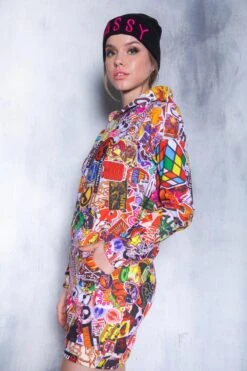 Sticker Bomb Hoodie Dress -Unique Clothing sticker bomb hoodie