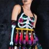 Sugar Skeleton Skater Dress -Unique Clothing sugar skeleton skater dress close view