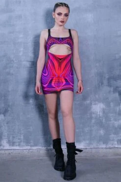 Techno Diva Cut Out Mini Dress -Unique Clothing techno diva cut out dress full view