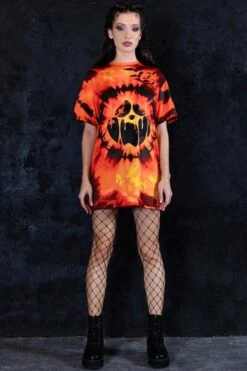 Tie Dye Pumpkin Oversized T-Shirt 8 Tie Dye Pumpkin Oversized T-Shirt -Unique Clothing tie dye pumpkin oversized tee dress full view