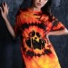 Tie Dye Pumpkin Oversized T-Shirt 2 Tie Dye Pumpkin Oversized T-Shirt -Unique Clothing tie dye pumpkin oversized tee dress side view