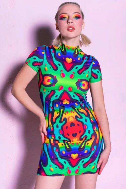 Totally Toxic Short Sleeves Mini Dress