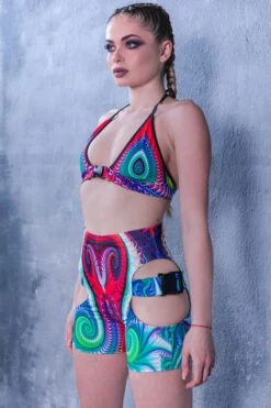 Toxic Realm Front Clasp Bikini Top -Unique Clothing toxic realm triangle clasp top side view