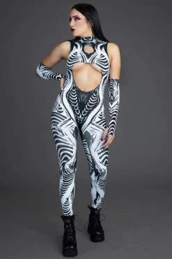 Tribal Mystic Cut Out Catsuit 8 Tribal Mystic Cut Out Catsuit -Unique Clothing tribal mystic cut out catsuit side view