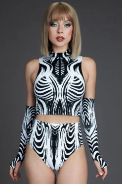 Tribal Mystic Half Zip Crop Top