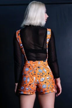 Trick Or Treats Orange Shortalls -Unique Clothing trick or treats orange shortails back view
