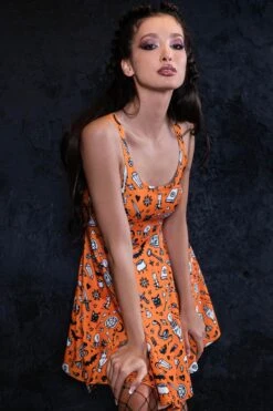 Trick Or Treats Skater Dress -Unique Clothing trick or treats skater dress side view