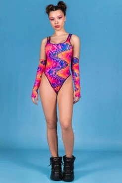 Trippy Tropicana Thong Bodysuit 9 Trippy Tropicana Thong Bodysuit -Unique Clothing trippy tropicana thong bodysuit front view
