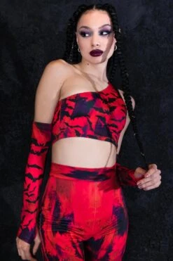 Twilight Bats One Shoulder Top -Unique Clothing twilight bats one shoulder top side view