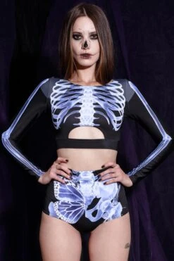 X-Ray Skeleton Long Sleeve Top 8 X-Ray Skeleton Long Sleeve Top -Unique Clothing x ray skeleton crop top
