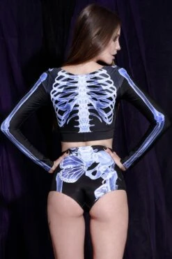 X-Ray Skeleton High Waisted Shorts -Unique Clothing x ray skeleton high waisted shorts