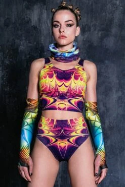 Yellow Blaze Festival Crop Top -Unique Clothing yellow blazing festival crop top front view