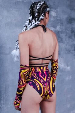 Yellow Burst Booty Shorts Set -Unique Clothing yellow burst booty shorts set back view