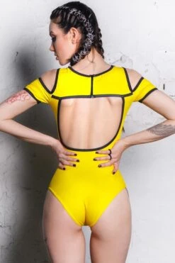 Yellow Cut Out Bodysuit 9 Yellow Cut Out Bodysuit -Unique Clothing yellow cut out bodysuit