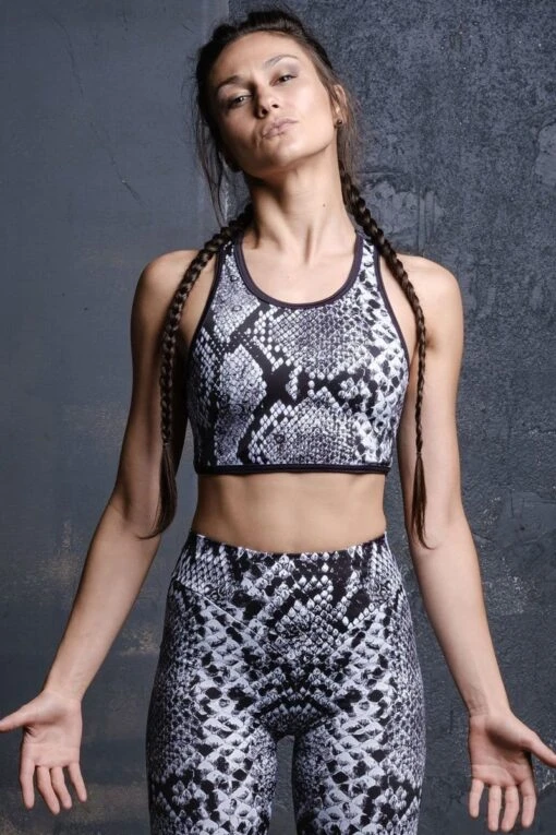 Grey Snakeskin Sports Bra